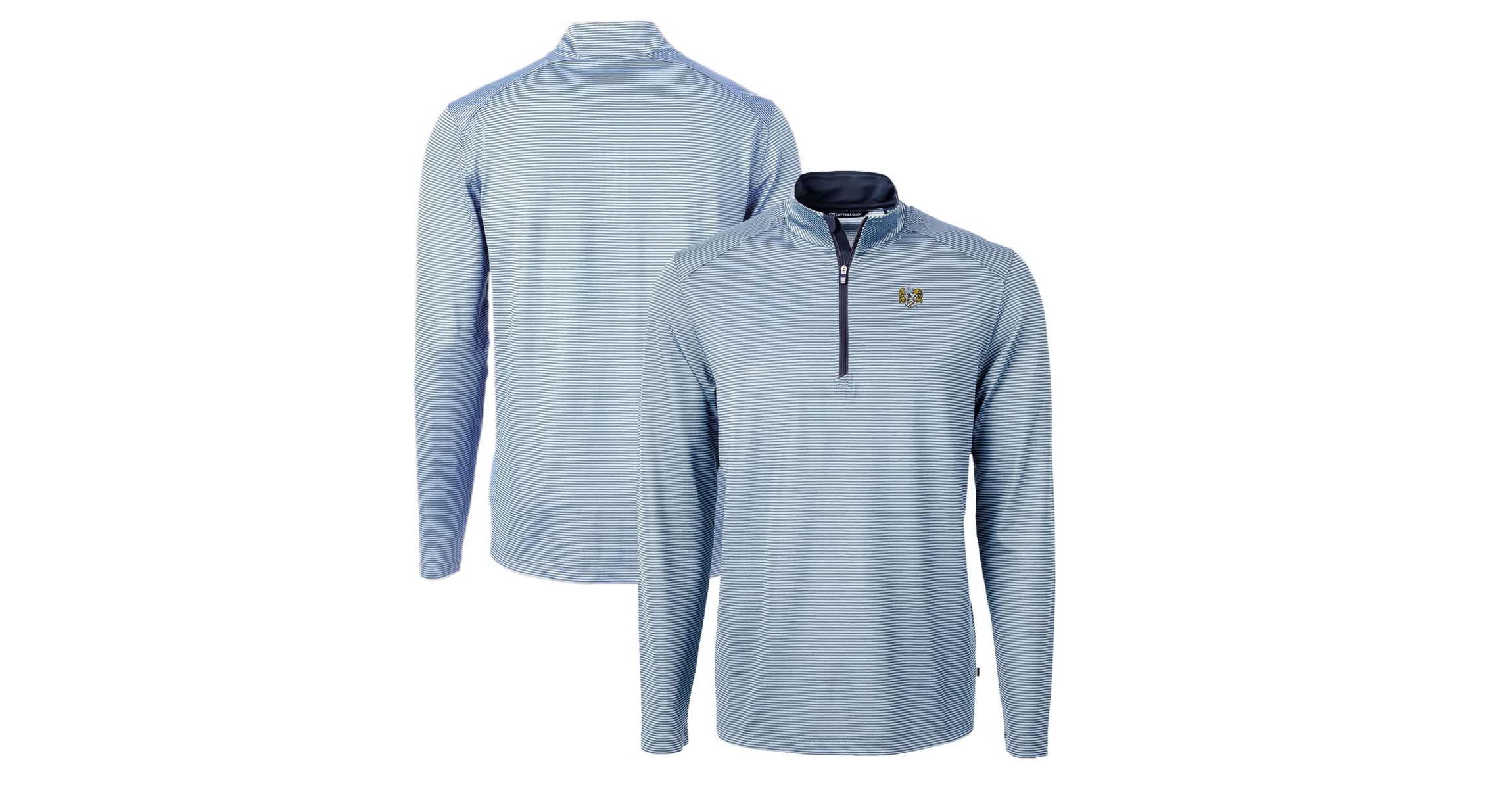 NCAA Carolina North Carolina Tar Heels Big & Tall Virtue Eco Pique Micro Stripe Recycled Quarter-Zip DryTec Top