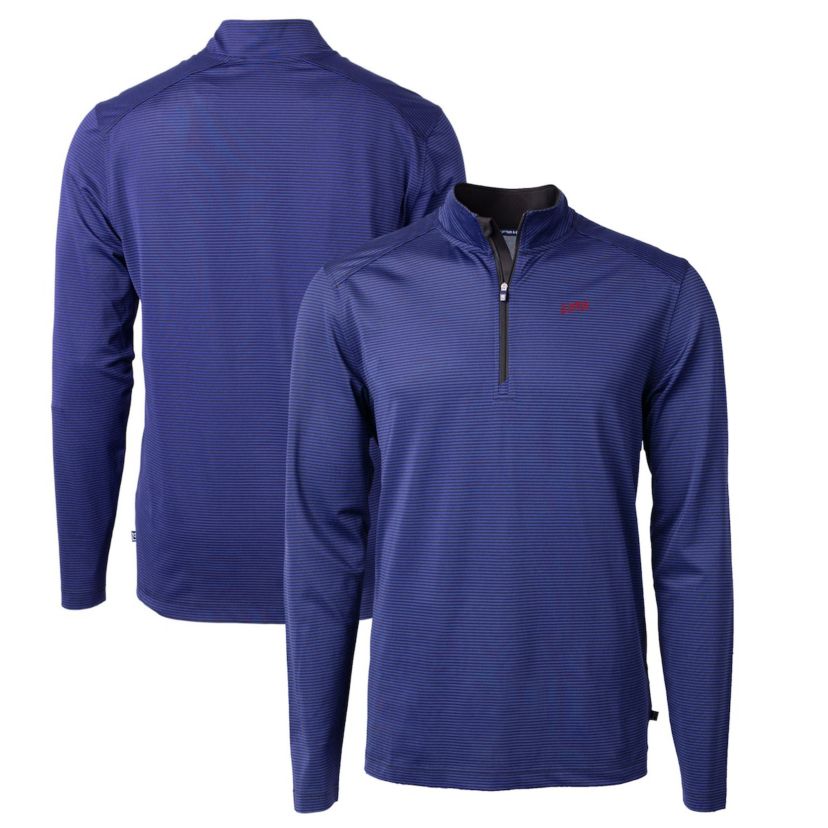 NCAA SMU Mustangs Big & Tall Virtue Eco Pique Micro Stripe Recycled Quarter-Zip DryTec Top