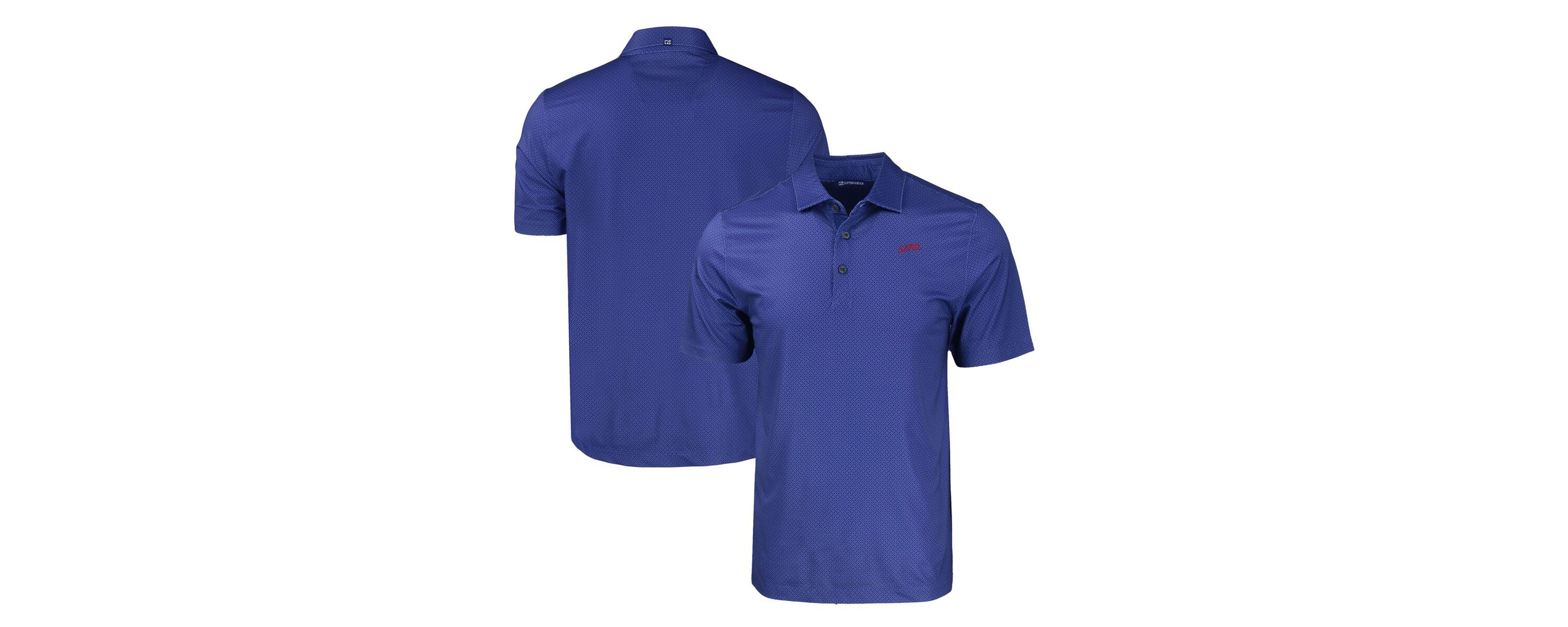 NCAA SMU Mustangs Big & Tall Pike Eco Tonal Geo Print Stretch Recycled Polo