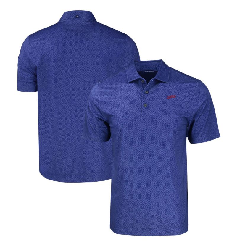 NCAA SMU Mustangs Big & Tall Pike Eco Tonal Geo Print Stretch Recycled Polo