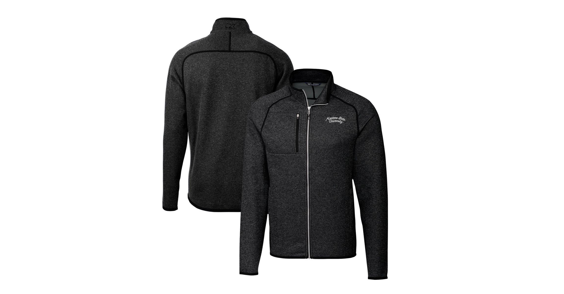 NCAA Heather Montana State Bobcats Big & Tall Mainsail Sweater-Knit Full-Zip Jacket