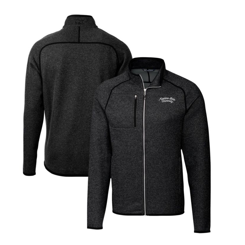 NCAA Heather Montana State Bobcats Big & Tall Mainsail Sweater-Knit Full-Zip Jacket