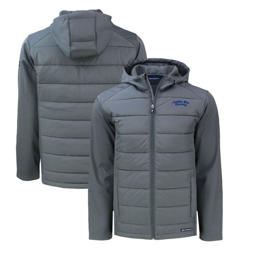 NCAA Montana State Bobcats Big & Tall Evoke Hybrid Eco Softshell Recycled Full-Zip Hooded PrimaLoft Jacket