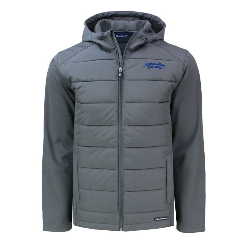 NCAA Montana State Bobcats Big & Tall Evoke Hybrid Eco Softshell Recycled Full-Zip Hooded PrimaLoft Jacket