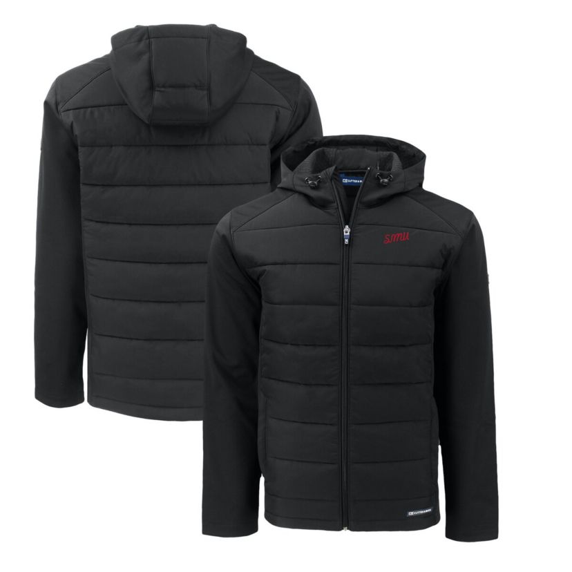 NCAA SMU Mustangs Big & Tall Evoke Hybrid Eco Softshell Recycled Full-Zip Hooded PrimaLoft Jacket
