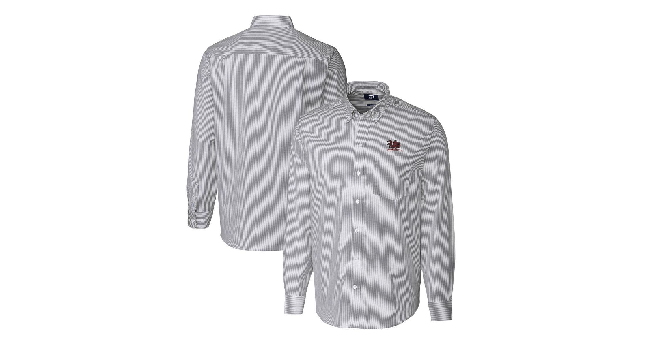 NCAA South Carolina Gamecocks Stretch Oxford Stripe Big & Tall Long Sleeve Dress Shirt