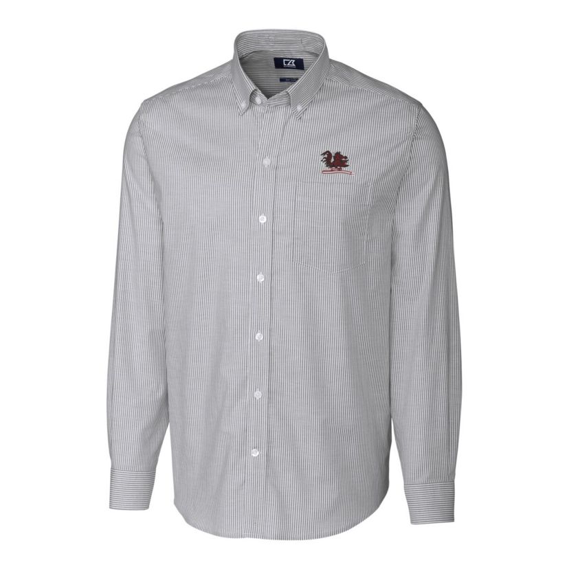 NCAA South Carolina Gamecocks Stretch Oxford Stripe Big & Tall Long Sleeve Dress Shirt