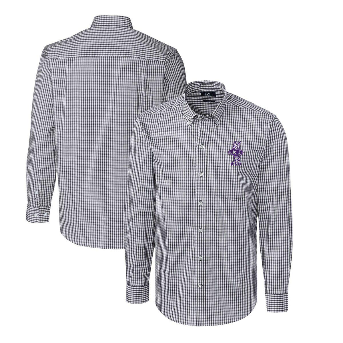 NCAA Kansas State Wildcats Easy Care Stretch Gingham Big & Tall Long Sleeve Button-Down Dress Shirt