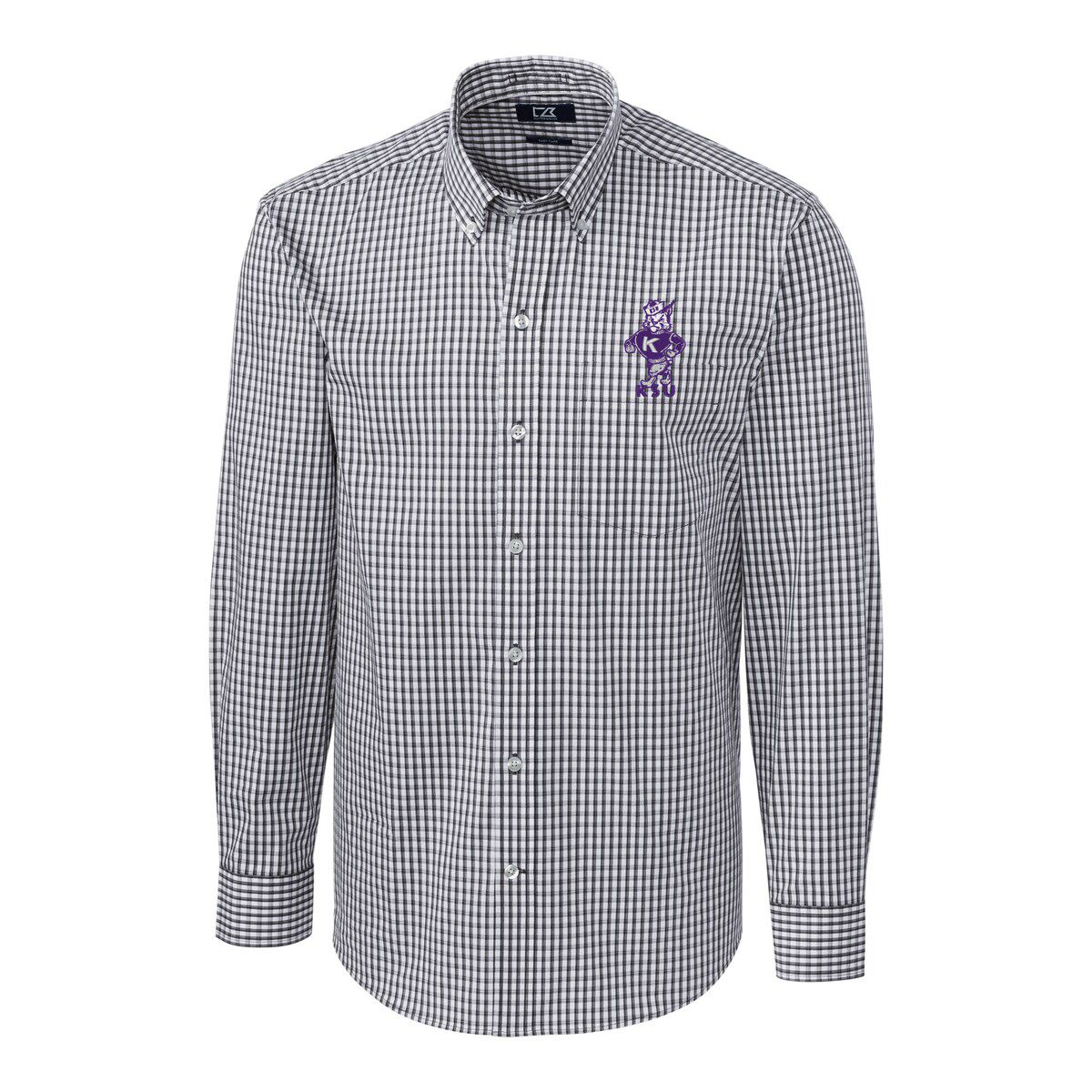 NCAA Kansas State Wildcats Easy Care Stretch Gingham Big & Tall Long Sleeve Button-Down Dress Shirt