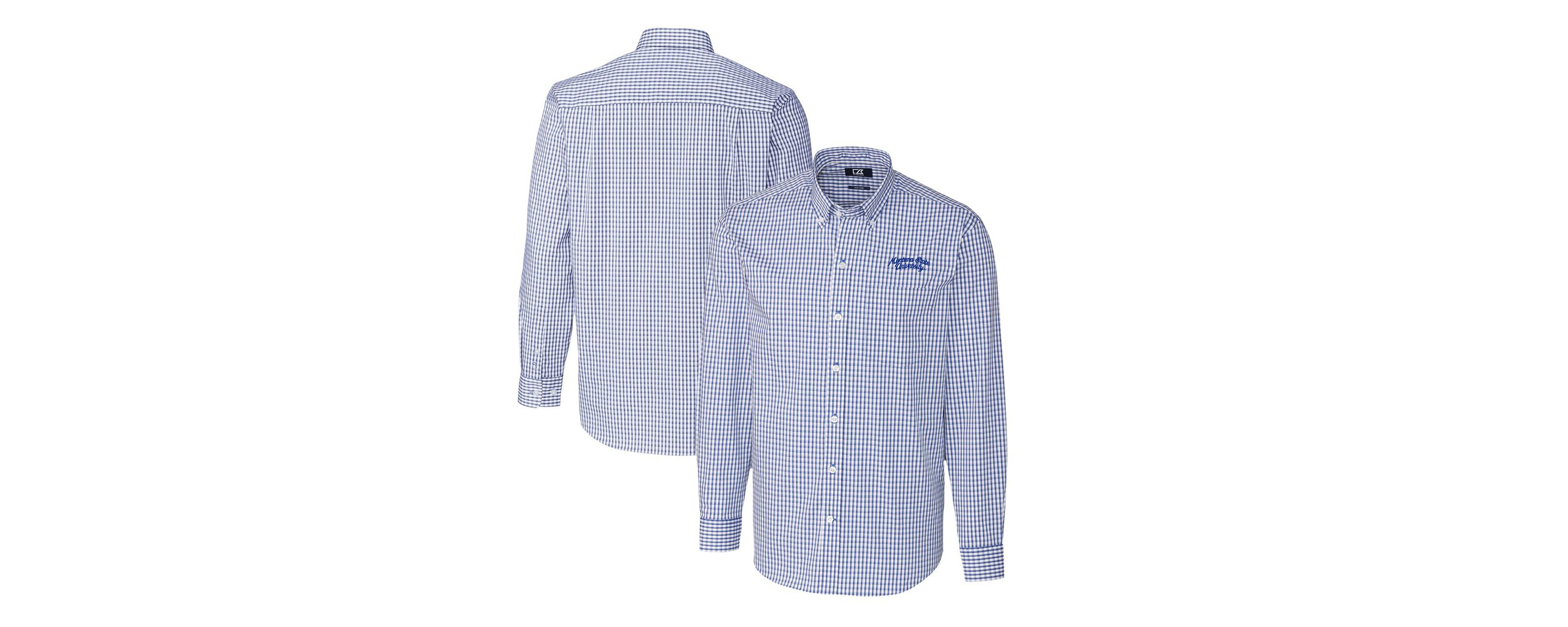 NCAA Montana State Bobcats Easy Care Stretch Gingham Big & Tall Long Sleeve Button-Down Dress Shirt