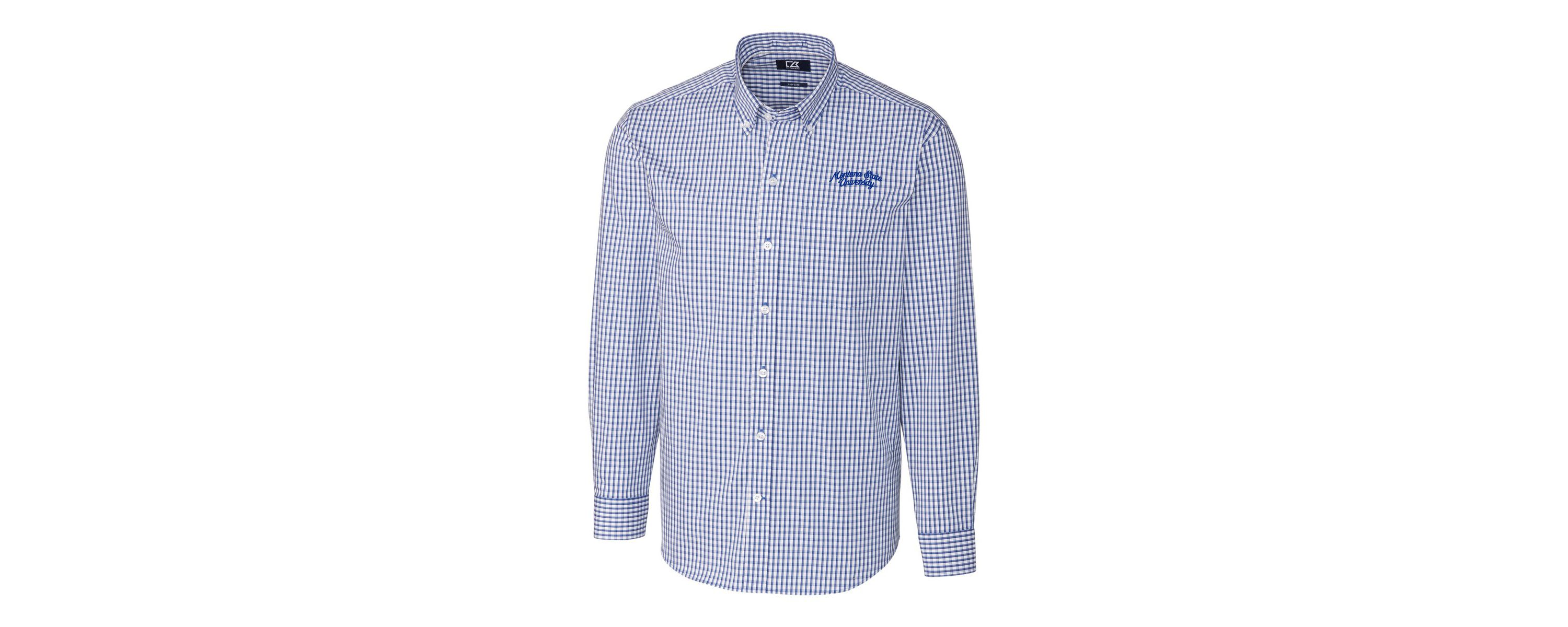 NCAA Montana State Bobcats Easy Care Stretch Gingham Big & Tall Long Sleeve Button-Down Dress Shirt
