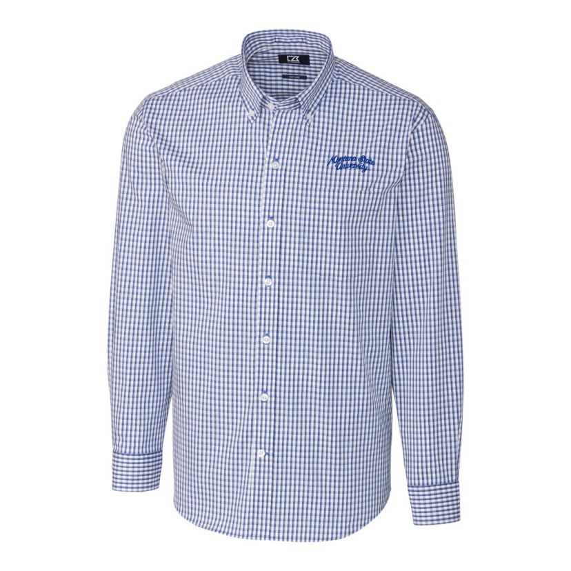 NCAA Montana State Bobcats Easy Care Stretch Gingham Big & Tall Long Sleeve Button-Down Dress Shirt