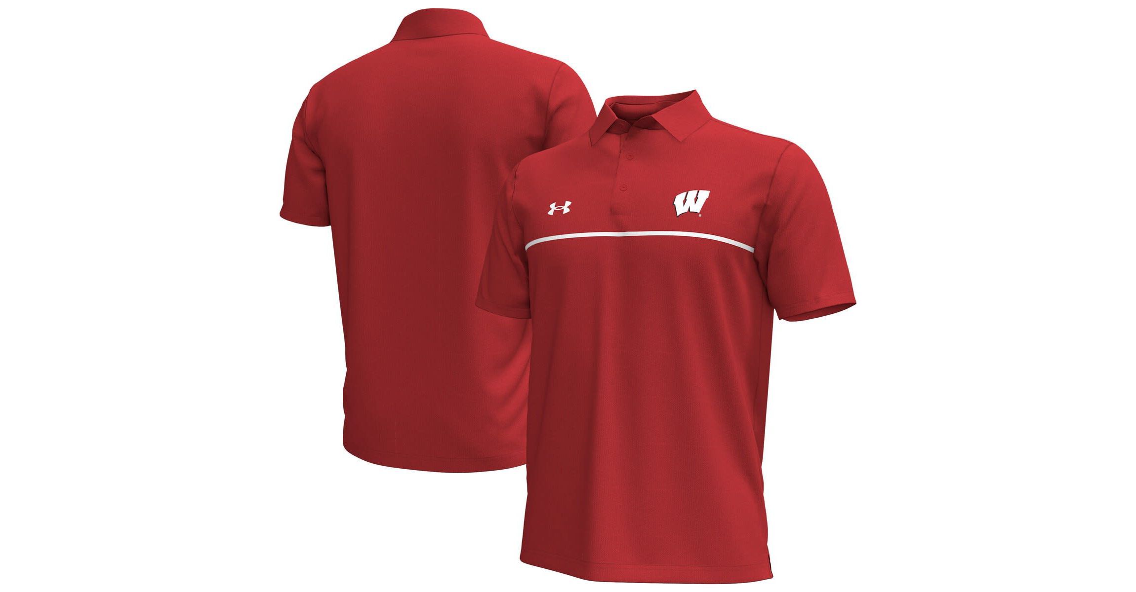 NCAA Under Armour Wisconsin Badgers Playoff Chest Stripe Performance Polo