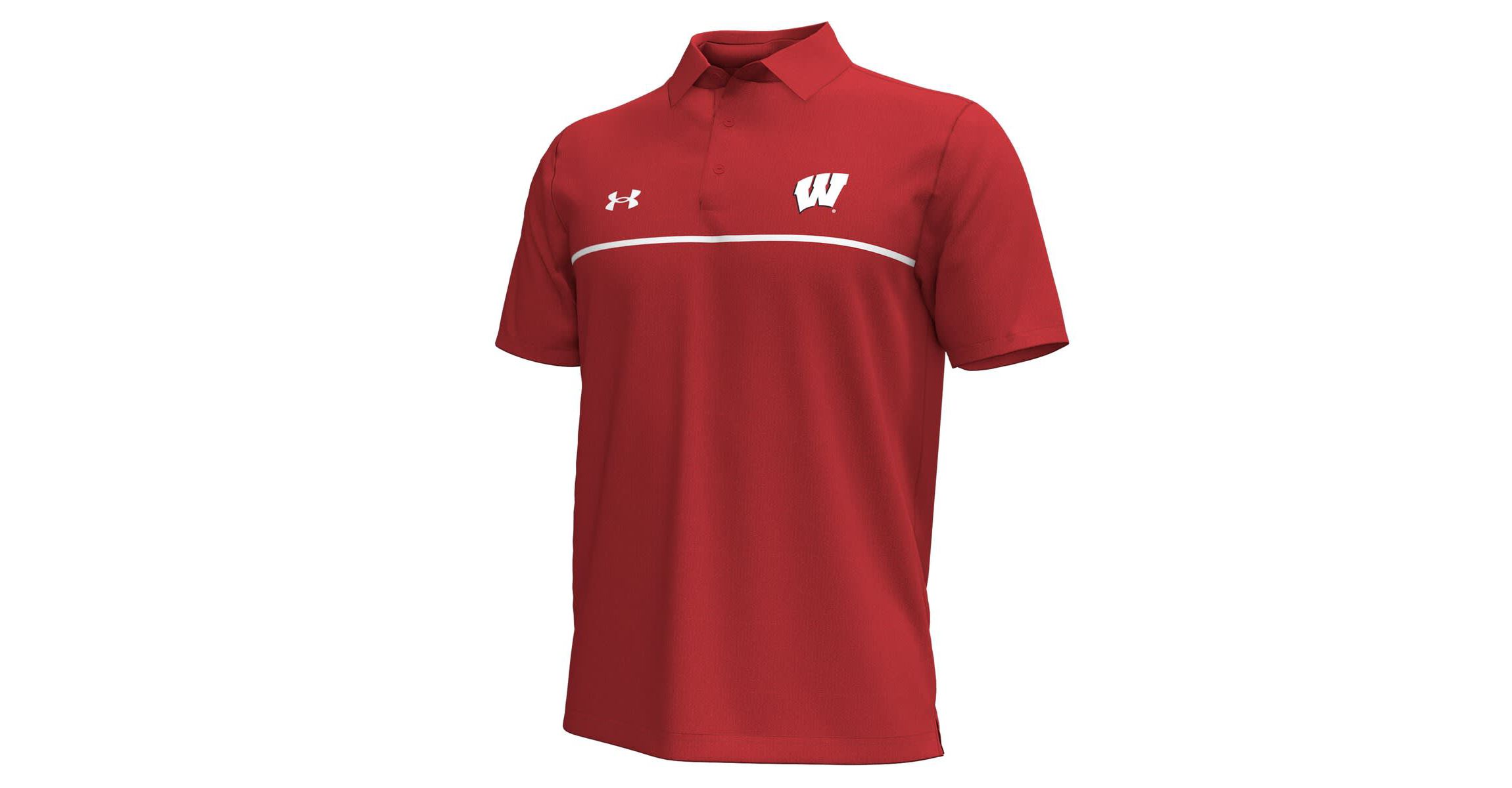 NCAA Under Armour Wisconsin Badgers Playoff Chest Stripe Performance Polo