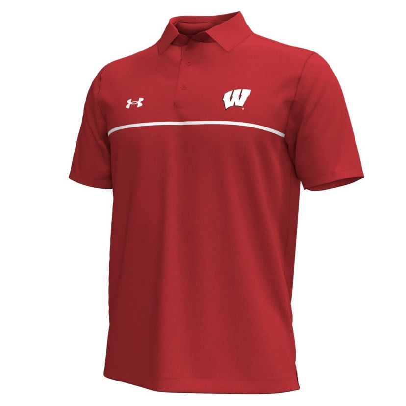 NCAA Under Armour Wisconsin Badgers Playoff Chest Stripe Performance Polo
