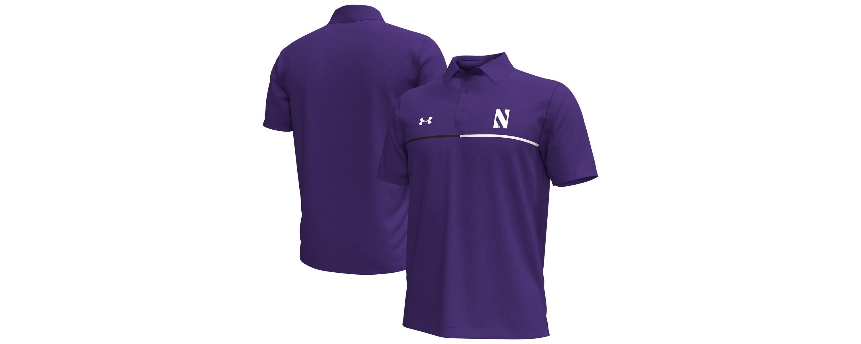 NCAA Under Armour Northwestern Wildcats Playoff Chest Stripe Performance Polo