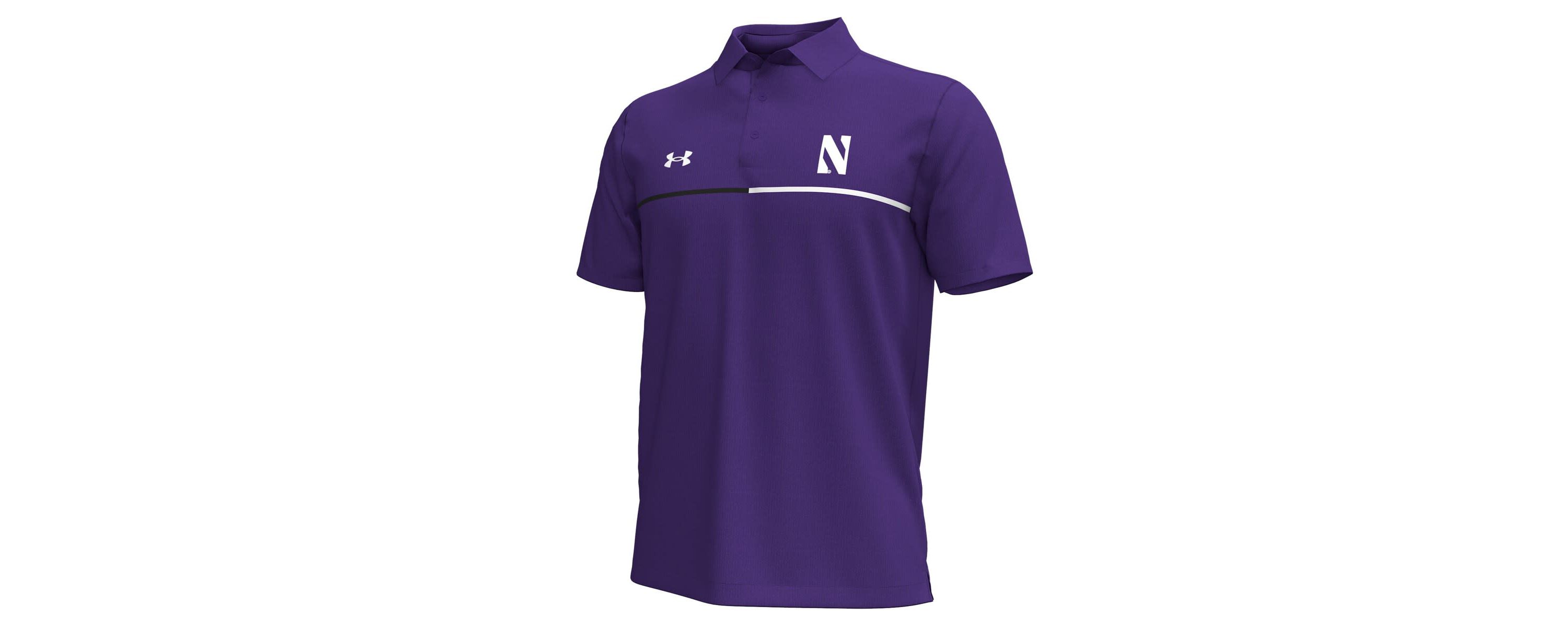 NCAA Under Armour Northwestern Wildcats Playoff Chest Stripe Performance Polo