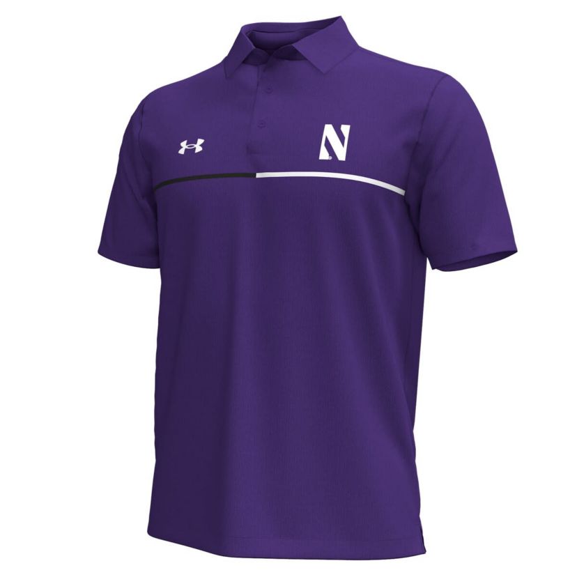 NCAA Under Armour Northwestern Wildcats Playoff Chest Stripe Performance Polo