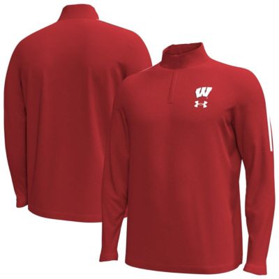 Men's NCAA Under Armour Wisconsin Badgers Playoff Performance Quarter-Zip Jacket, Red, Small