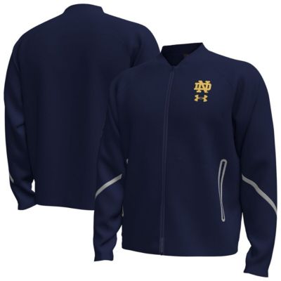 Men's NCAA Under Armour Notre Dame Fighting Irish Unstoppable Full-Zip Bomber Jacket, Navy Blue, Medium