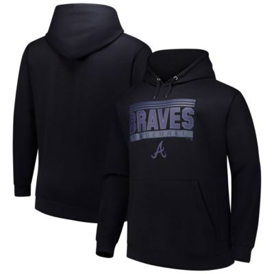 Profile Men's MLB Atlanta Braves Stack Fleece Pullover Hoodie, Black, 3XL Big