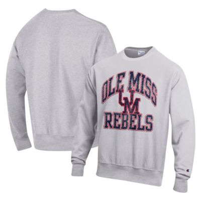 Champion Men's NCAA Ole Miss Rebels Vault Late Night Reverse Weave Pullover Sweatshirt, Gray, Medium