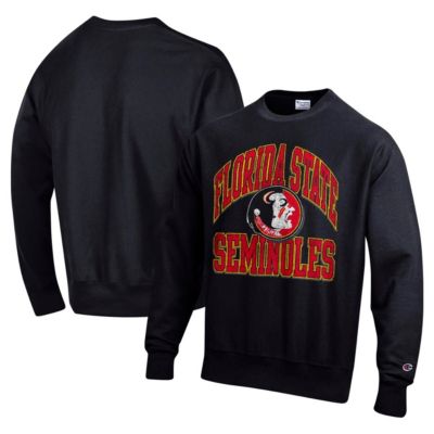 Champion Men's NCAA Florida State Seminoles Vault Late Night Reverse Weave Pullover Sweatshirt, Black, 2XL