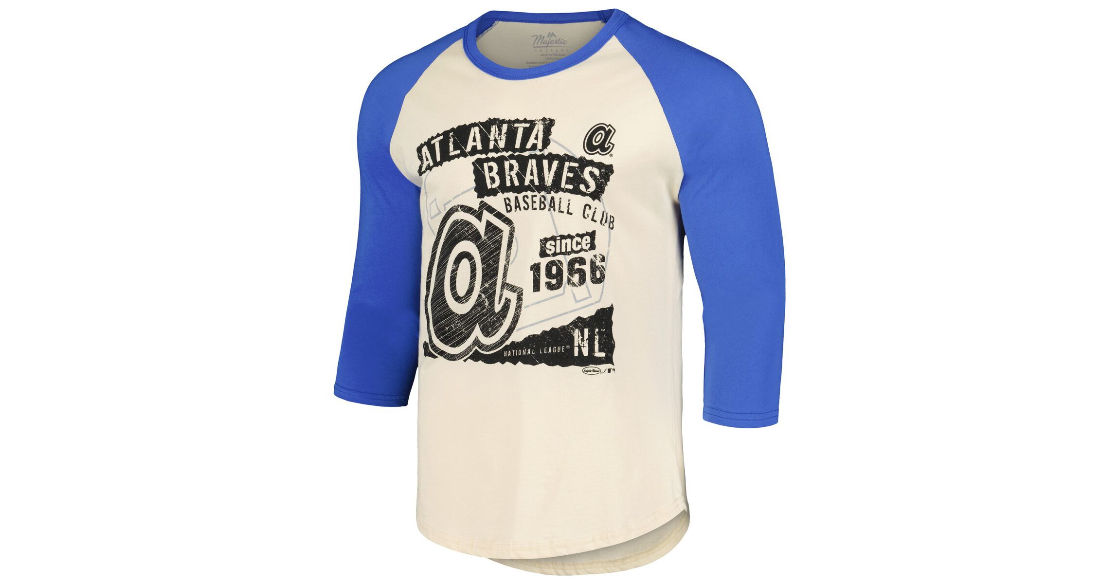 MLB Cream/Royal Atlanta Braves Raglan 3/4-Sleeve T-Shirt
