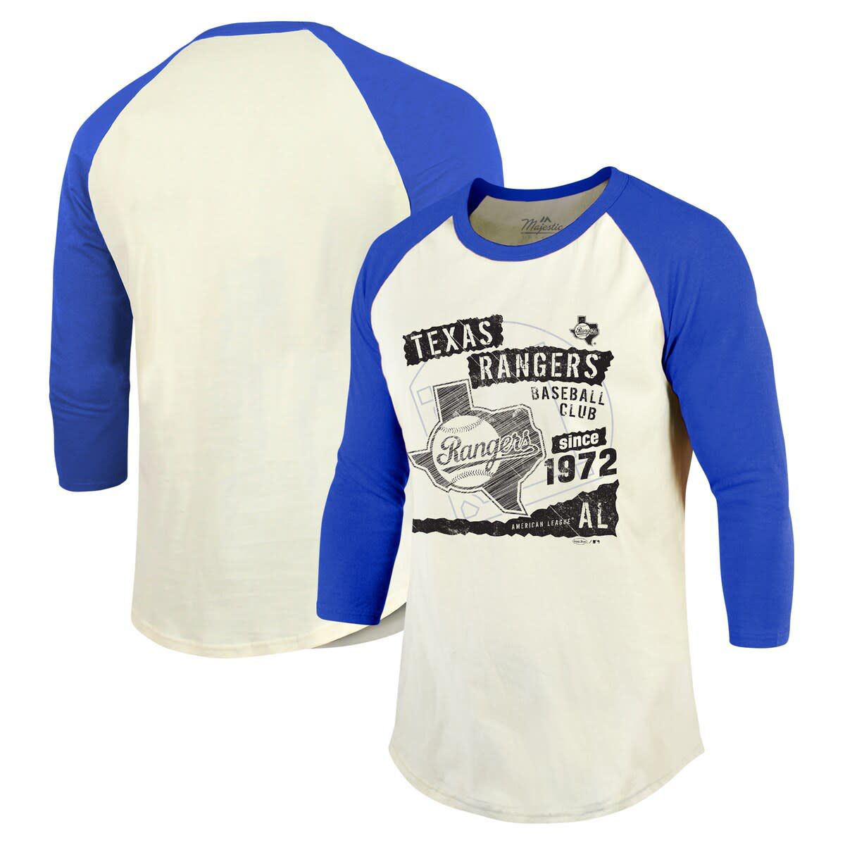 MLB Cream/Royal Texas Rangers Raglan 3/4-Sleeve T-Shirt
