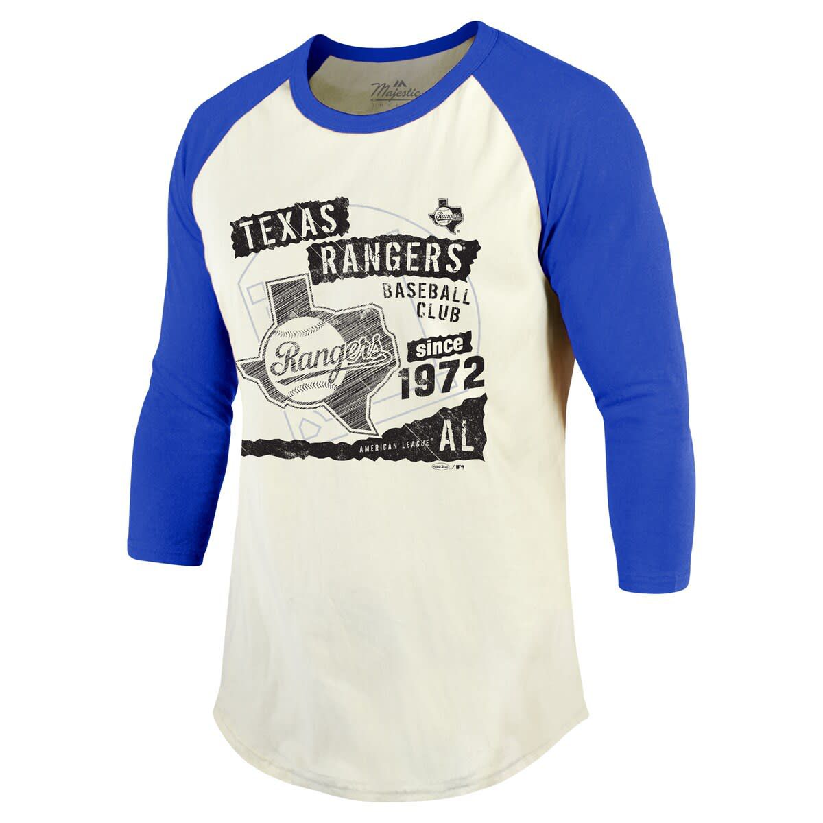 MLB Cream/Royal Texas Rangers Raglan 3/4-Sleeve T-Shirt