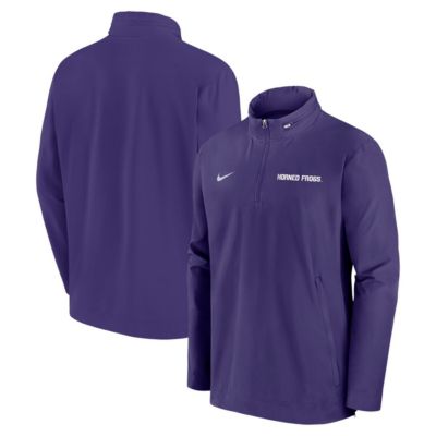 Men's NCAA Nike TCU Horned Frogs 2024 Sideline Coach Quarter-Zip Hoodie Jacket