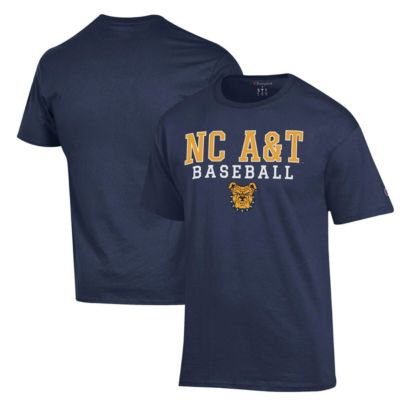 Champion Men's NC A&T Aggies NCAA North Carolina A&T Aggies Stack Baseball T-Shirt, Navy Blue, 3XL