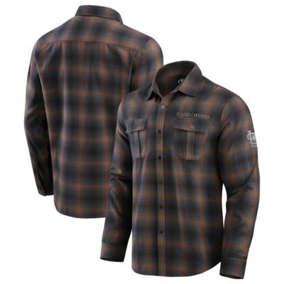 Darius Rucker Collection by Fanatics Men's MLB St. Louis Cardinals Classic Flannel Long Sleeve Button-Up Shirt, Tan, Small