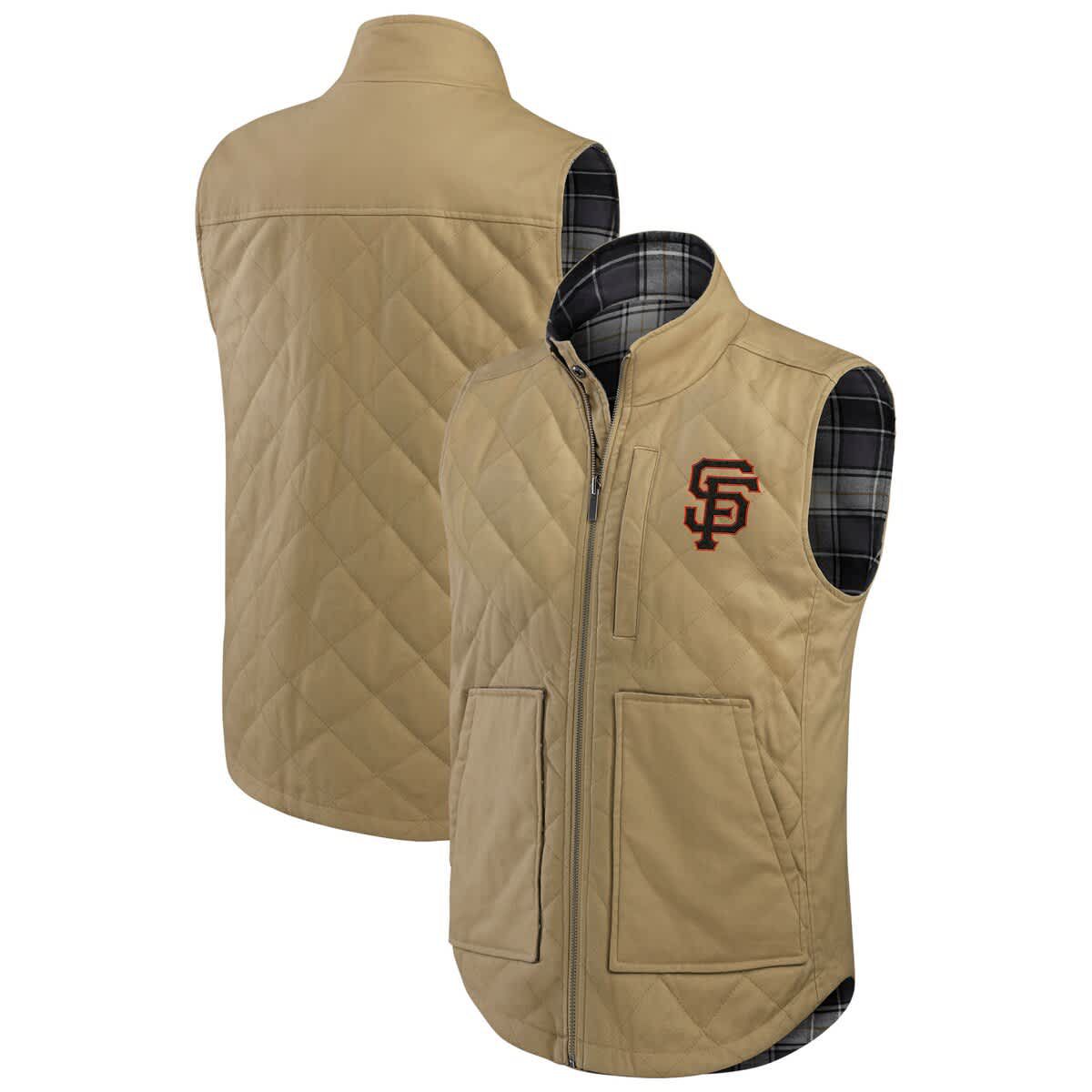 MLB Tan/Charcoal San Francisco Giants Reversible Canvas & Plaid Patch Full-Zip Vest