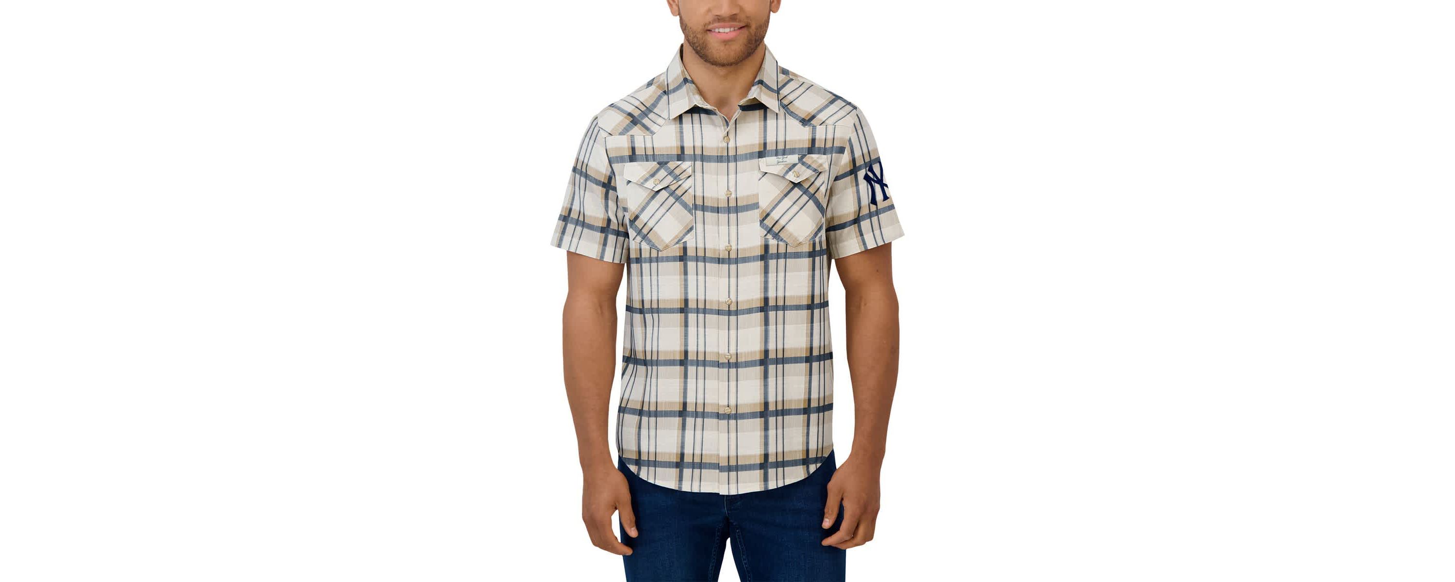 MLB New York Yankees Plaid Full-Snap Shirt