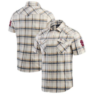 Darius Rucker Collection by Fanatics Men's MLB St. Louis Cardinals Plaid Full-Snap Shirt, Medium