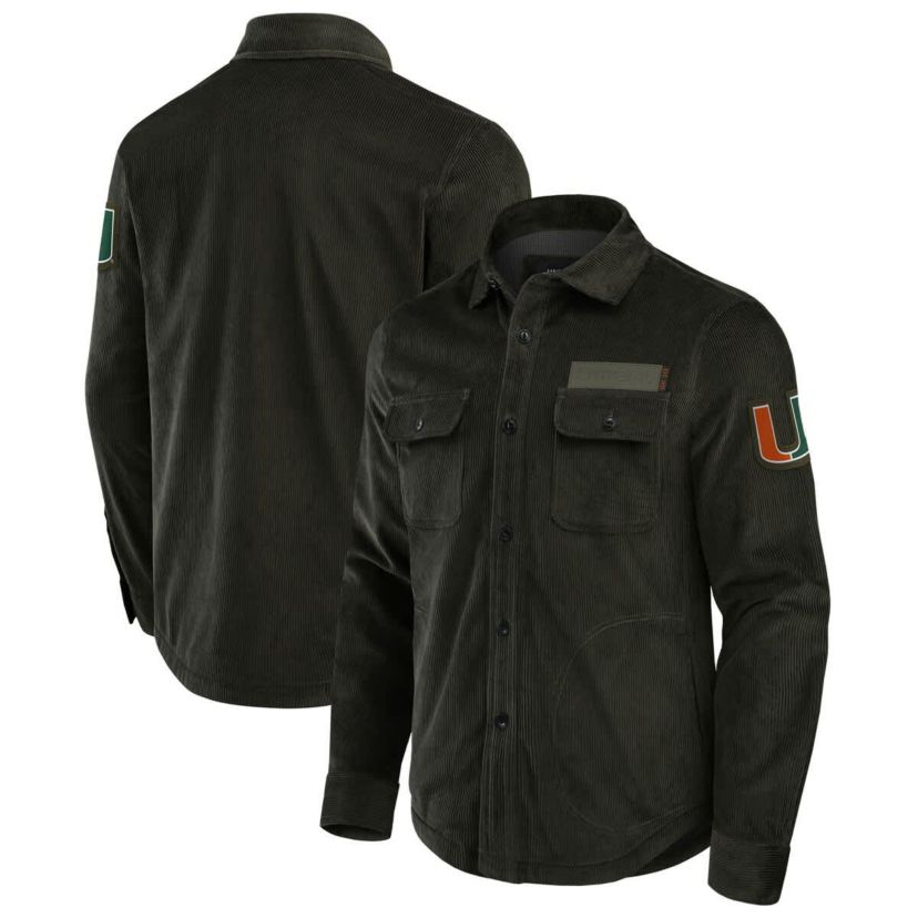 Miami (FL) Hurricanes NCAA Miami Hurricanes Corduroy Full-Button Shacket