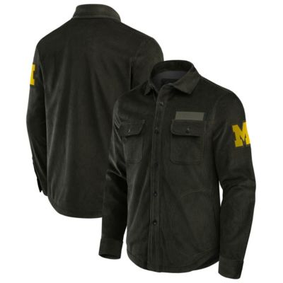 Darius Rucker Collection by Fanatics Men's NCAA Michigan Wolverines Corduroy Full-Button Shacket, Large