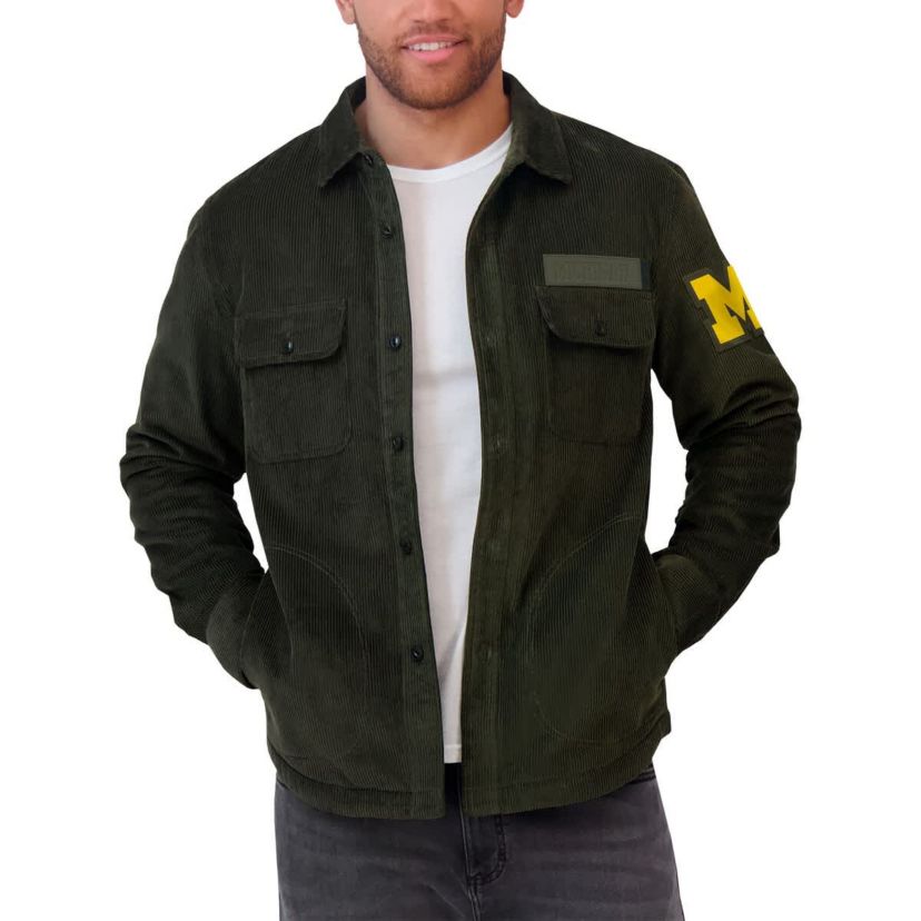 NCAA Michigan Wolverines Corduroy Full-Button Shacket