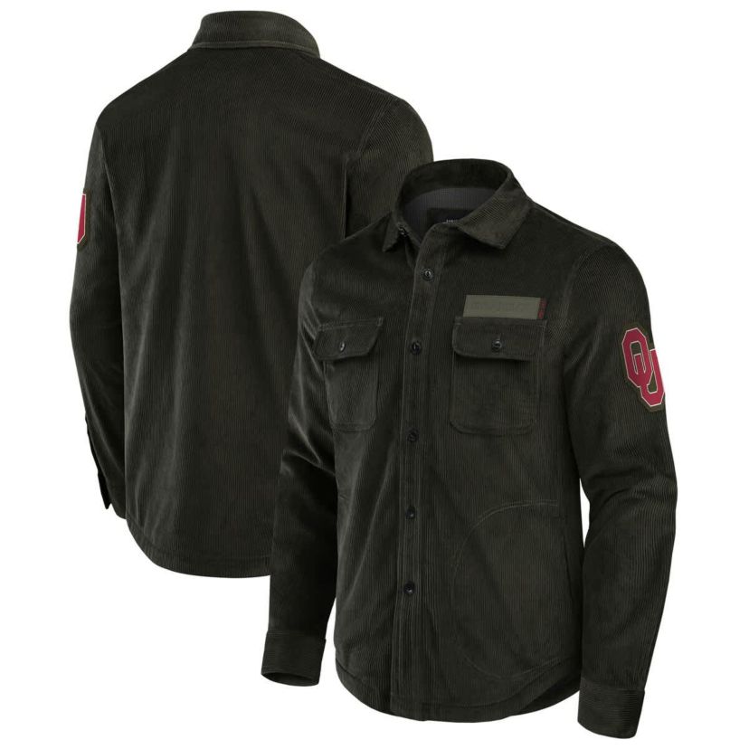 NCAA Oklahoma Sooners Corduroy Full-Button Shacket
