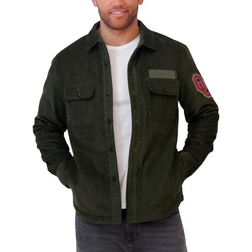 NCAA Oklahoma Sooners Corduroy Full-Button Shacket