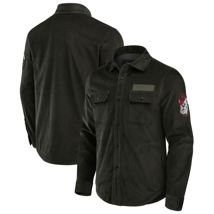 NCAA Georgia Bulldogs Corduroy Full-Button Shacket