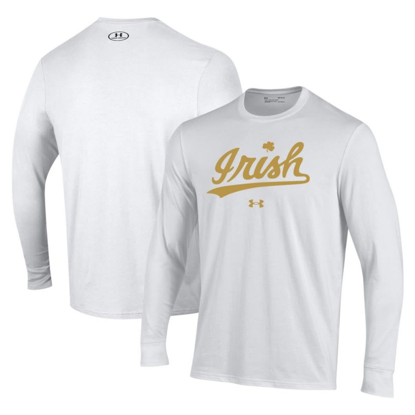 NCAA Under Armour Notre Dame Fighting Irish Script Rush Performance Long Sleeve T-Shirt