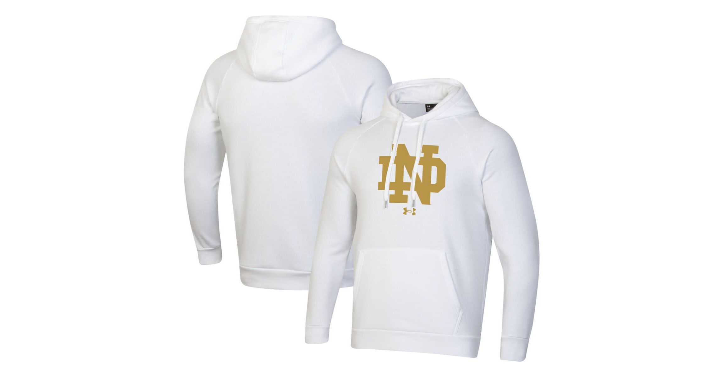 NCAA Under Armour Notre Dame Fighting Irish Interlocking ND Rush Rival Raglan Pullover Hoodie