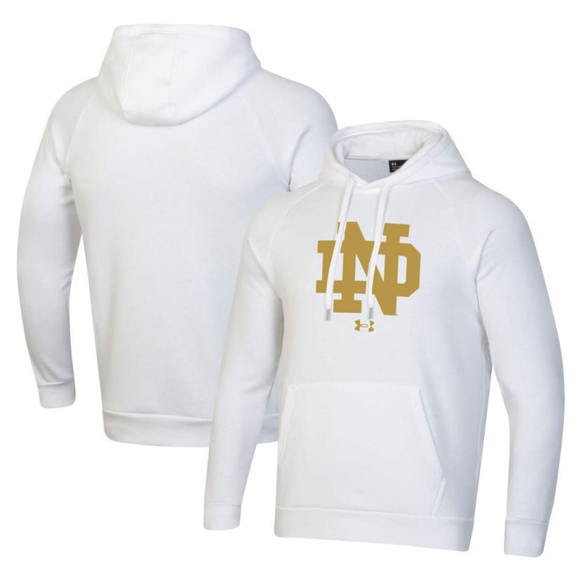 NCAA Under Armour Notre Dame Fighting Irish Interlocking ND Rush Rival Raglan Pullover Hoodie