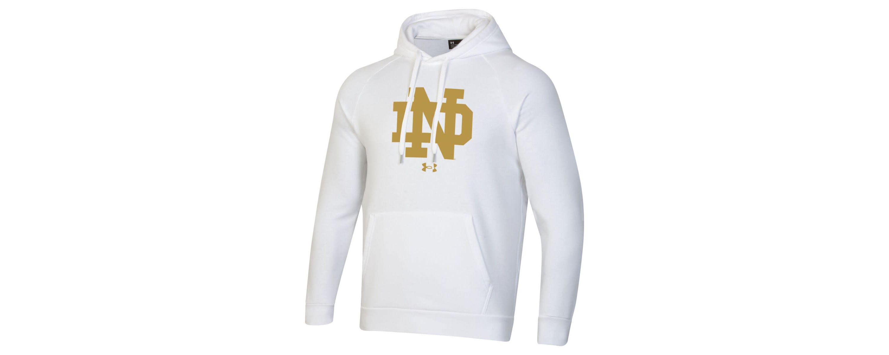 NCAA Under Armour Notre Dame Fighting Irish Interlocking ND Rush Rival Raglan Pullover Hoodie
