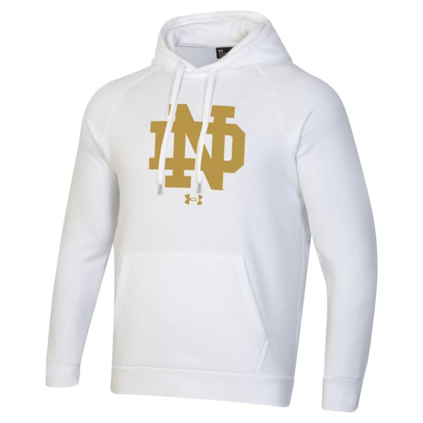 NCAA Under Armour Notre Dame Fighting Irish Interlocking ND Rush Rival Raglan Pullover Hoodie