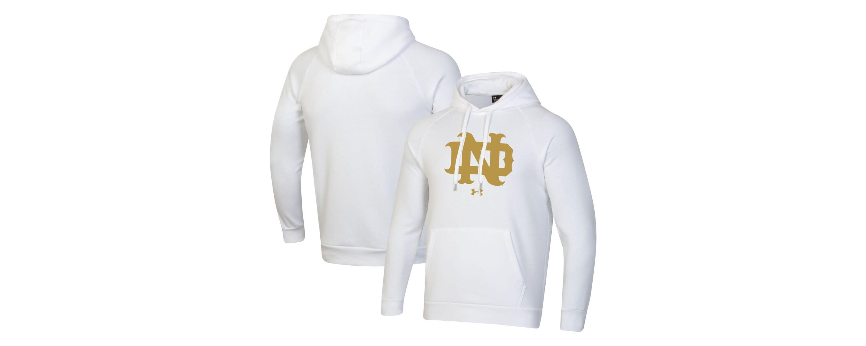 NCAA Under Armour Notre Dame Fighting Irish Throwback Interlocking ND Rush Rival Raglan Pullover Hoodie