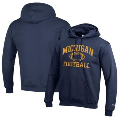 Champion Men's NCAA Michigan Wolverines Football Icon Pullover Hoodie, Navy Blue, Large