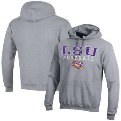Champion Men's NCAA LSU Tigers Football Stack Pullover Hoodie, Gray, 3XL
